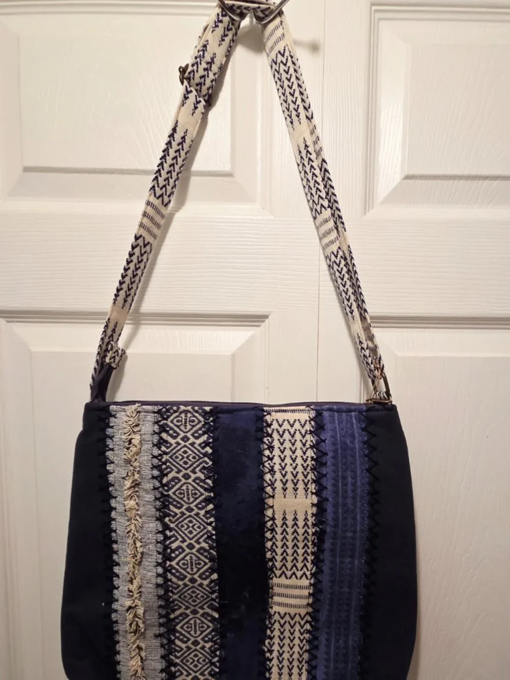DEMDACO Your Journey Indigo Crossbody Bag - Blue/Cream - Size Medium NWT